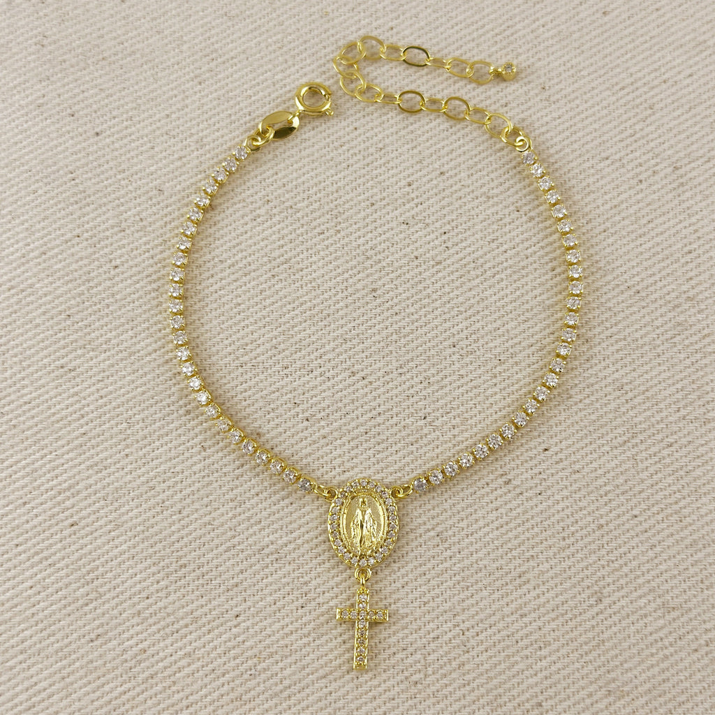 18k Gold Filled 2.0mm CZ Rosary Bracelet