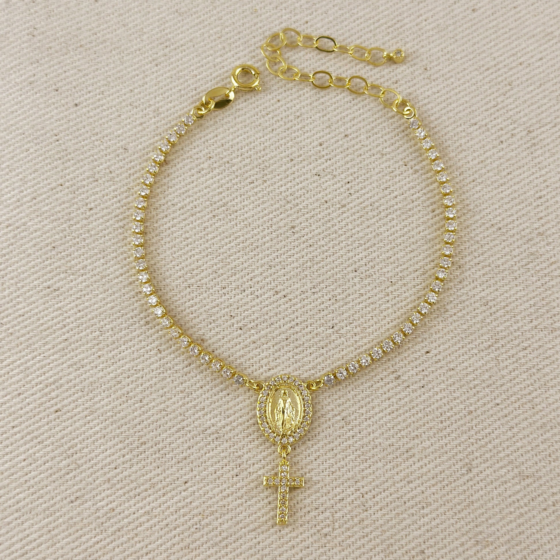18k Gold Filled 2.0mm CZ Rosary Bracelet