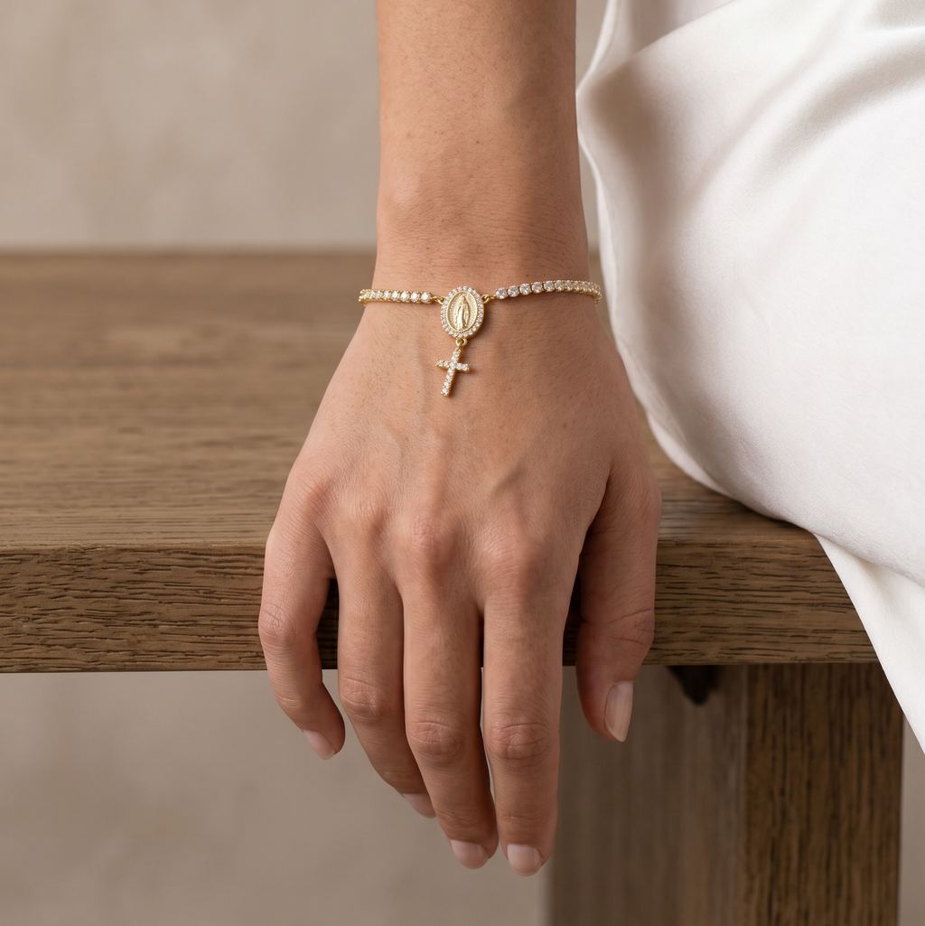 18k Gold Filled 2.0mm CZ Rosary Bracelet