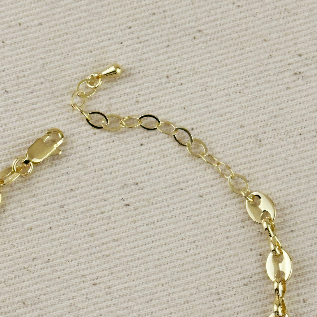18k Gold Filled Cubic Zircon Accent Mariner Bracelet