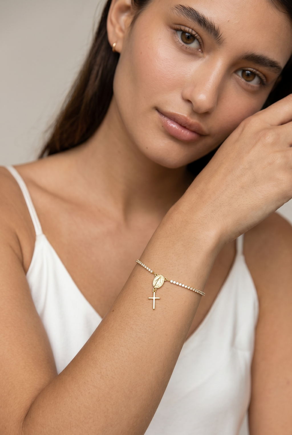 18k Gold Filled 1.2mm CZ Rosary Bracelet