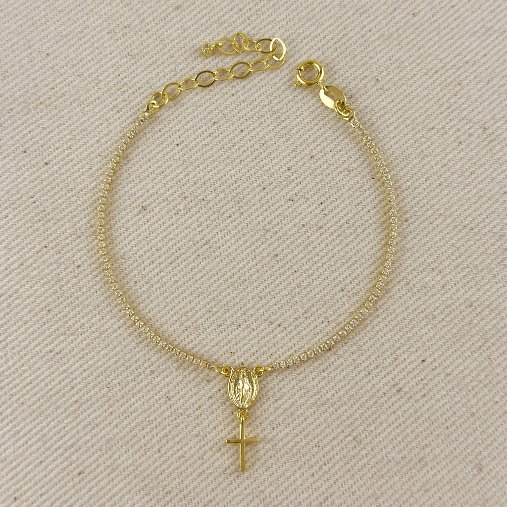 18k Gold Filled 1.2mm CZ Rosary Bracelet