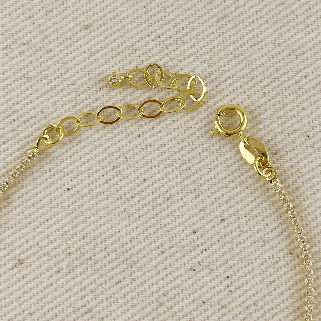 18k Gold Filled 1.2mm CZ Rosary Bracelet