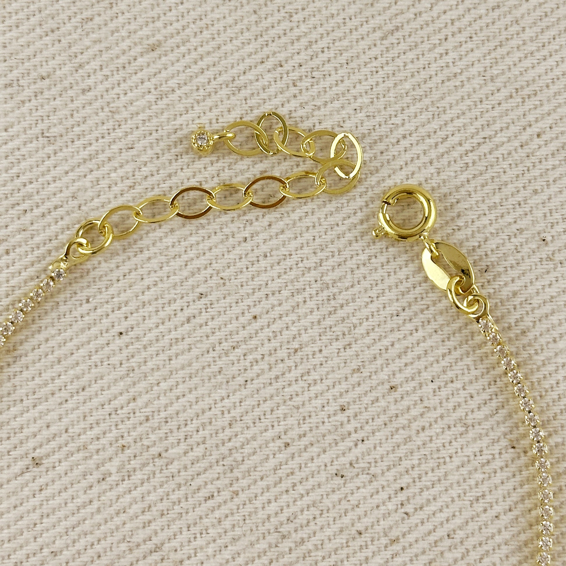 18k Gold Filled 1.2mm CZ Rosary Bracelet