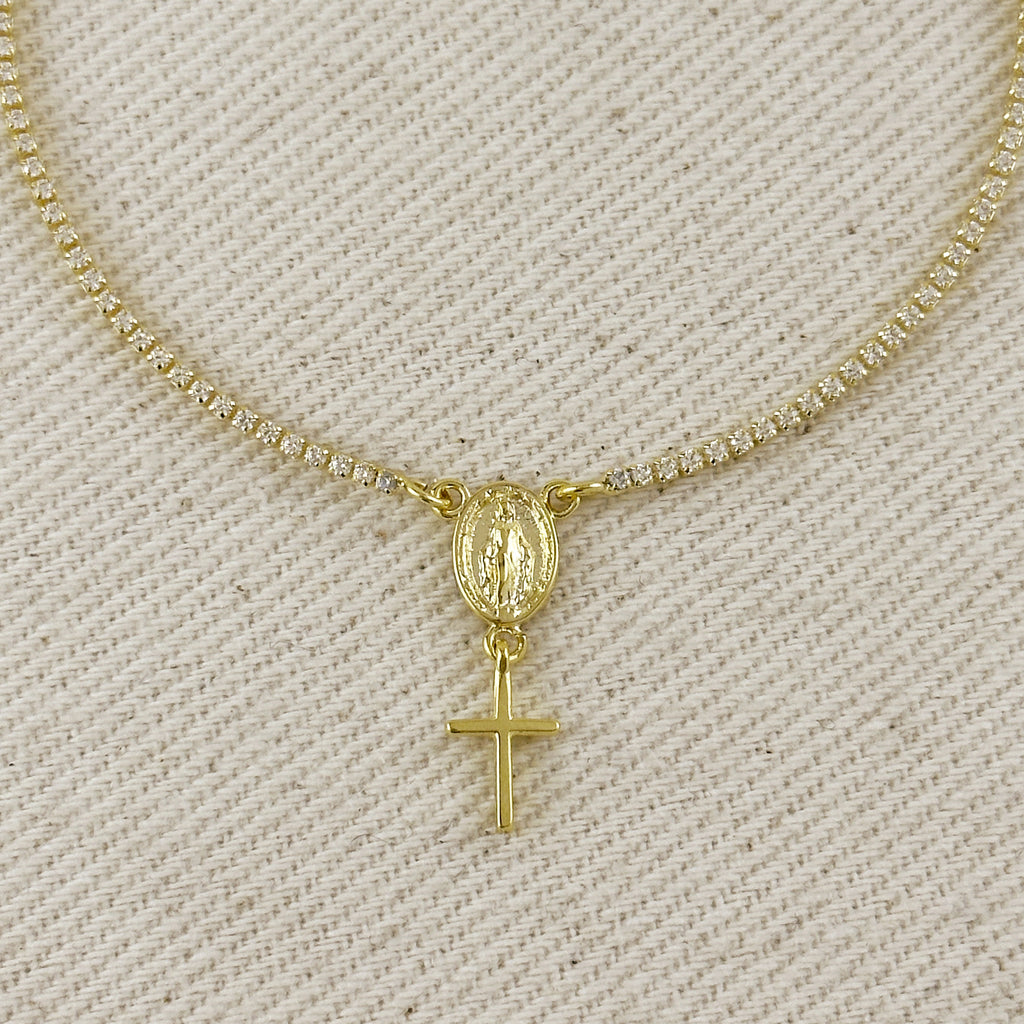18k Gold Filled 1.2mm CZ Rosary Bracelet