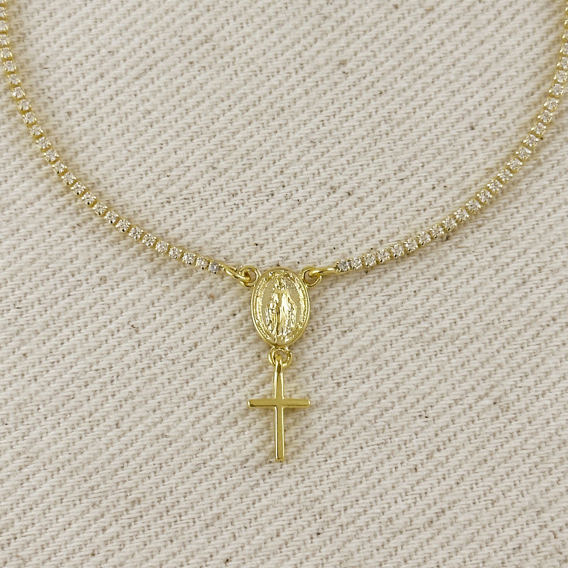 18k Gold Filled 1.2mm CZ Rosary Bracelet