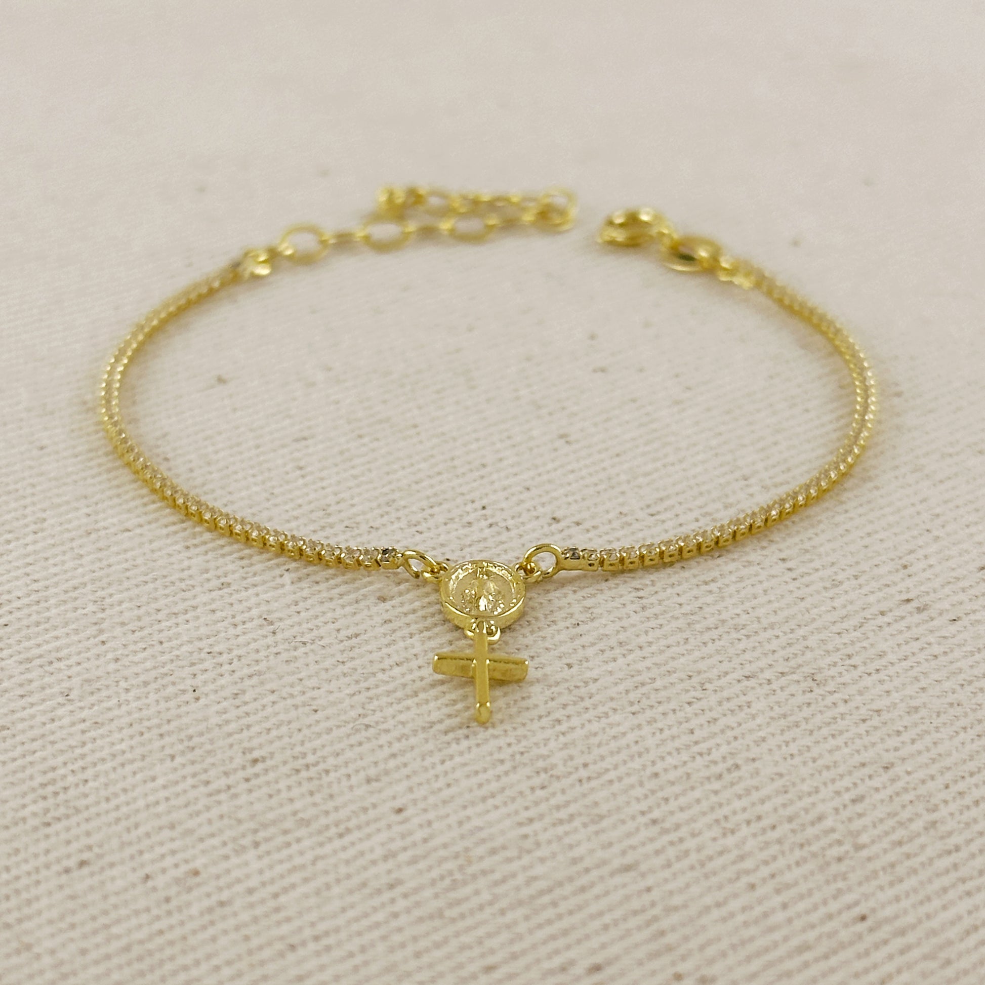 18k Gold Filled 1.2mm CZ Rosary Bracelet