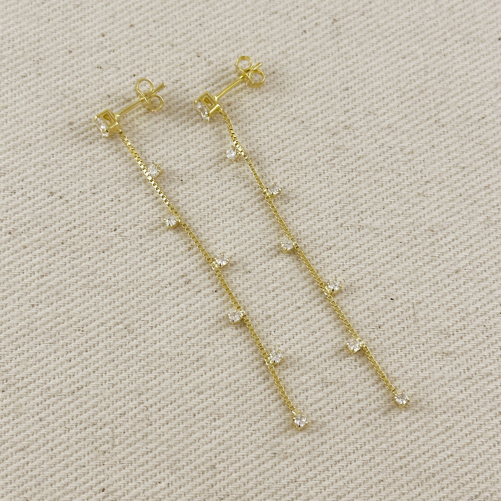 18k Gold Filled Scattered CZ Dangling Earrings