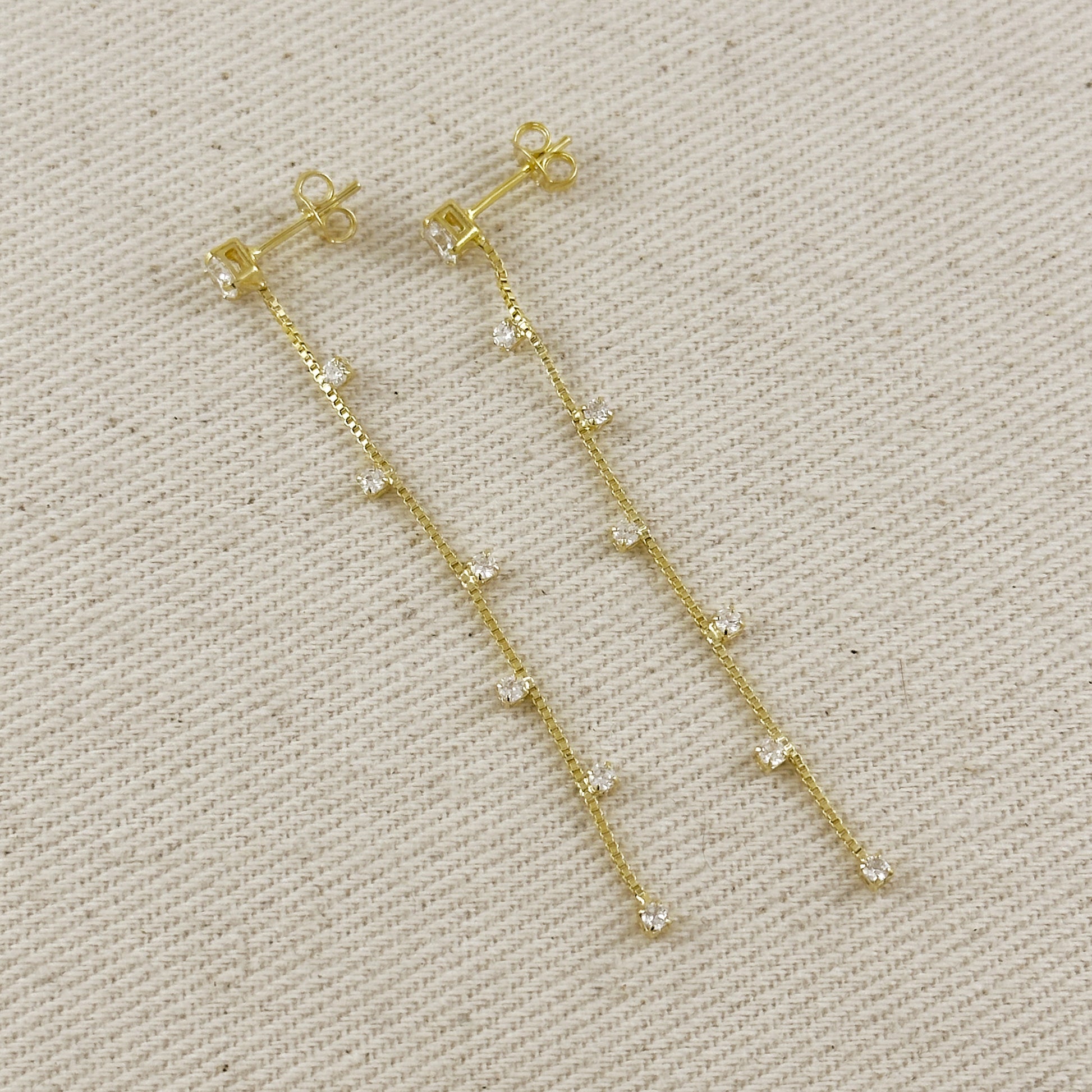 18k Gold Filled Scattered CZ Dangling Earrings