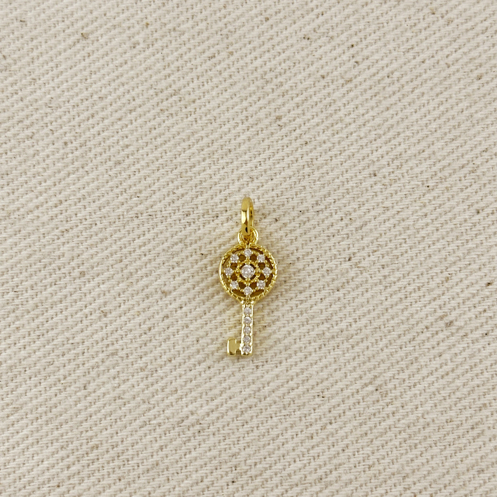 18k Gold Filled CZ Key Charm