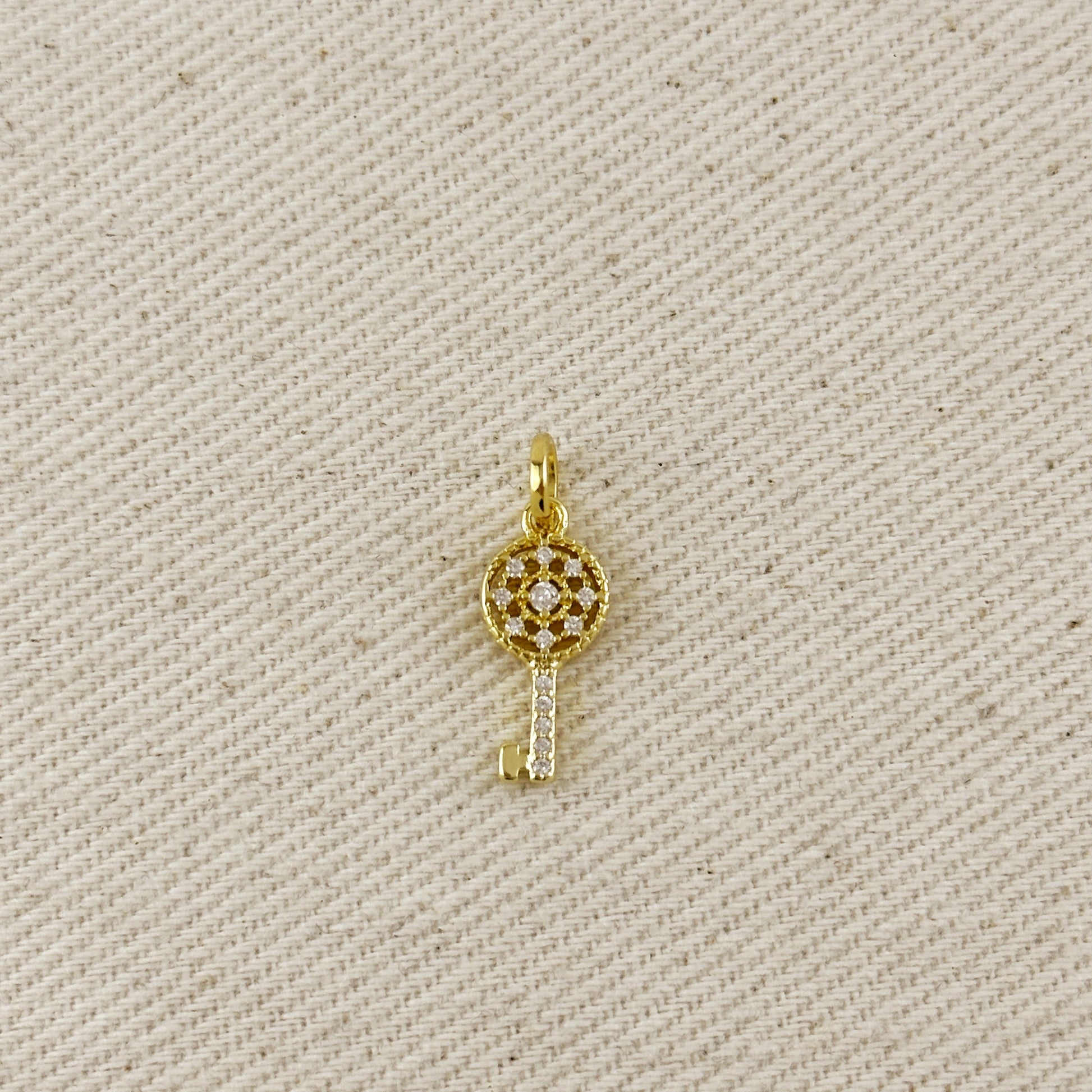 18k Gold Filled CZ Key Charm