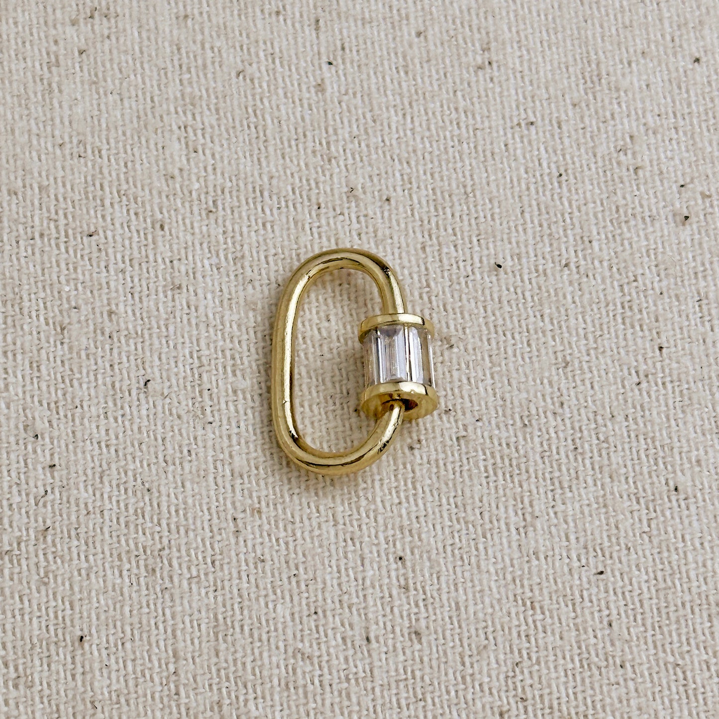 18k Gold Filled Oblong CZ Screw Lock Clasp