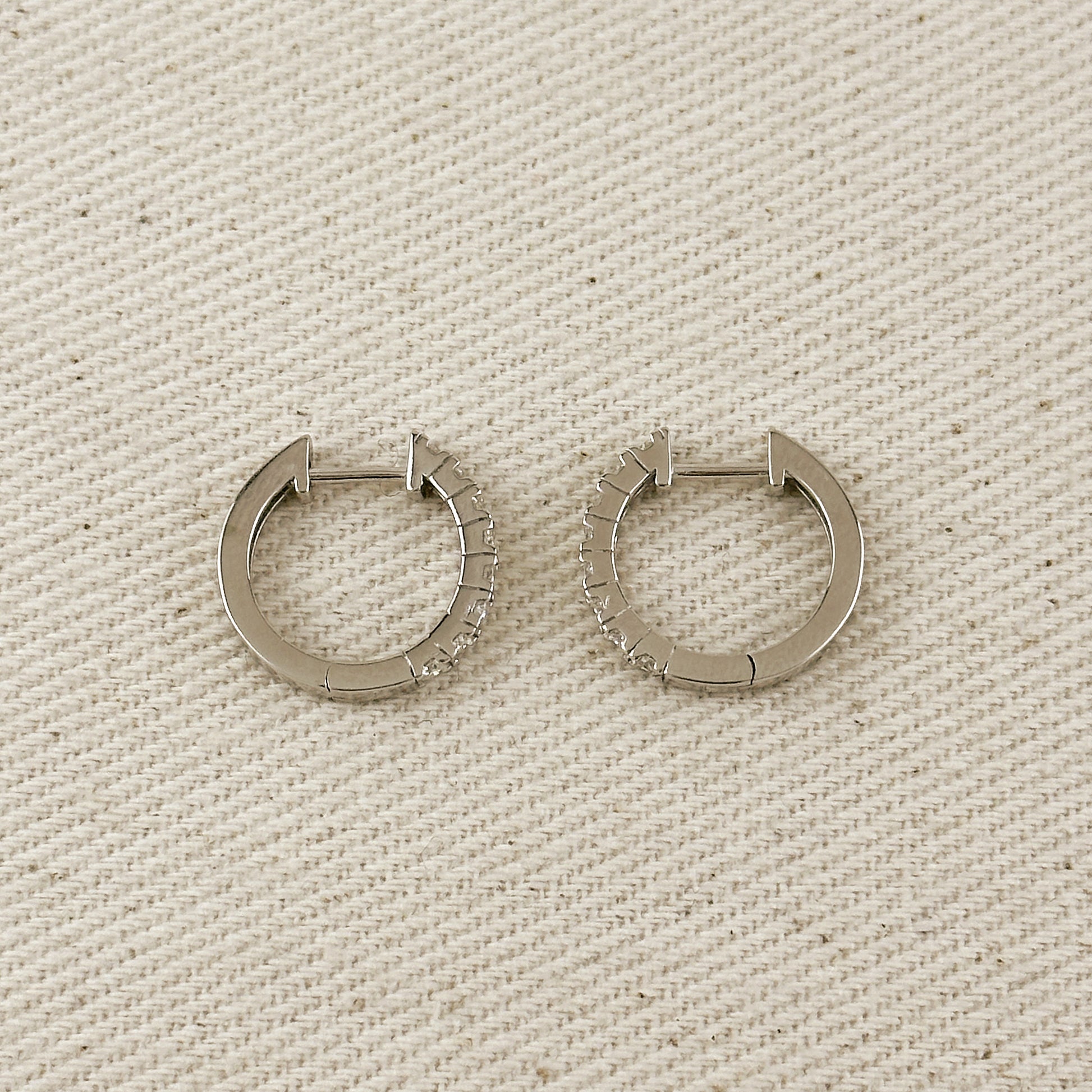 .925 Sterling Silver Rhodium Plated Moissanite Hoop Earrings