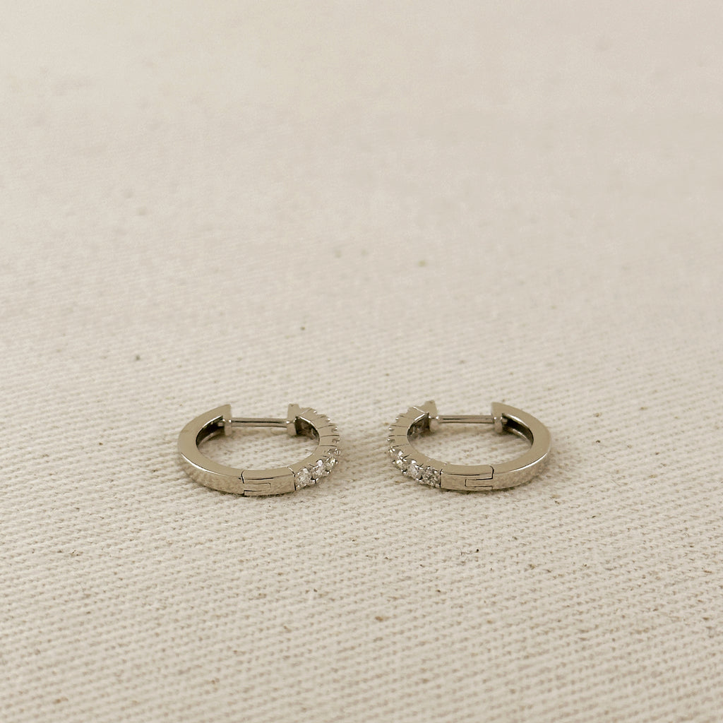 .925 Sterling Silver Rhodium Plated Moissanite Hoop Earrings