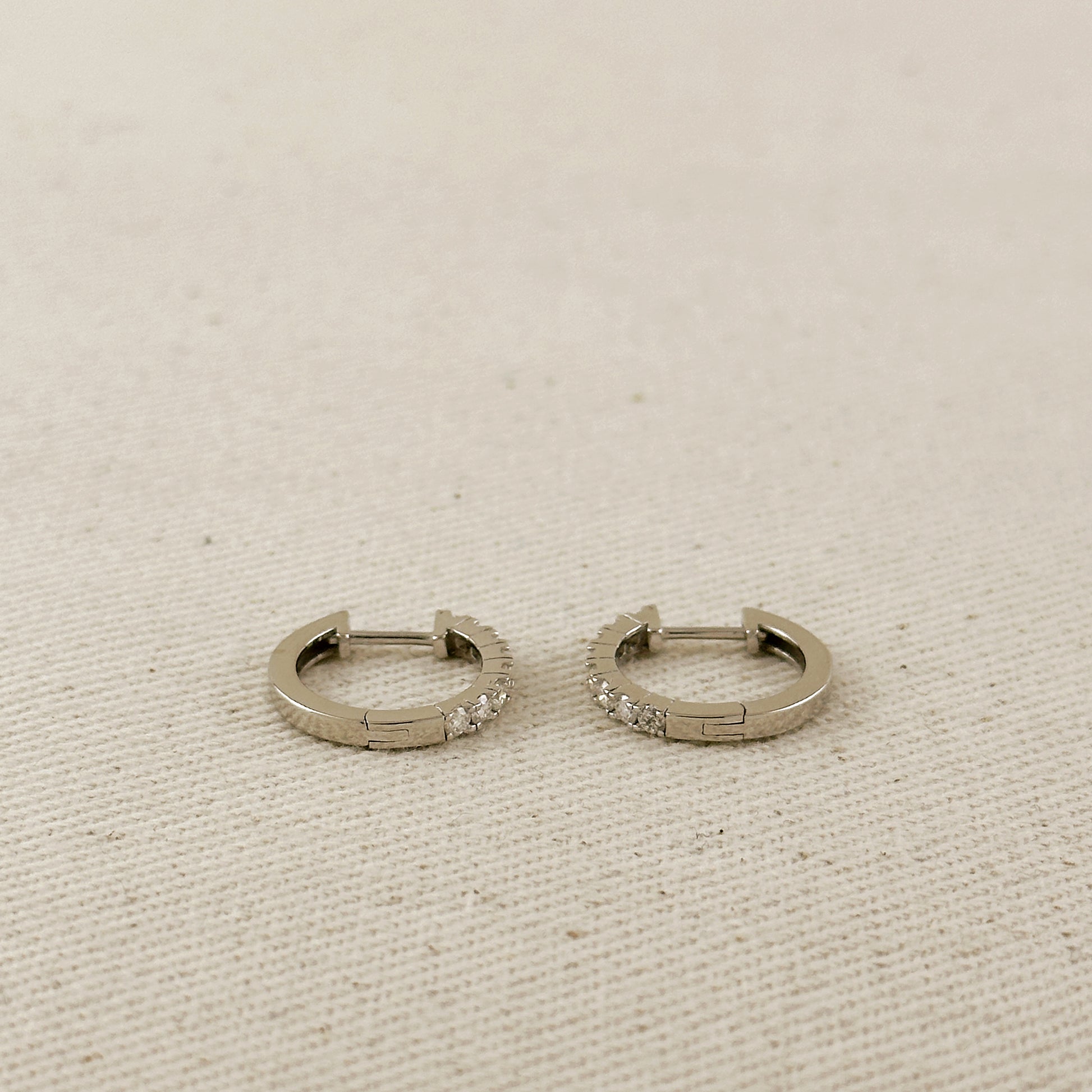.925 Sterling Silver Rhodium Plated Moissanite Hoop Earrings