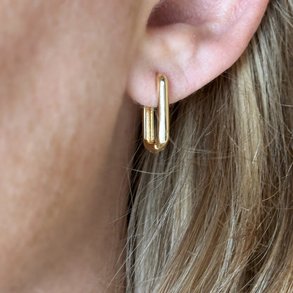 18k Gold Filled Oblong  Hoop Earrings