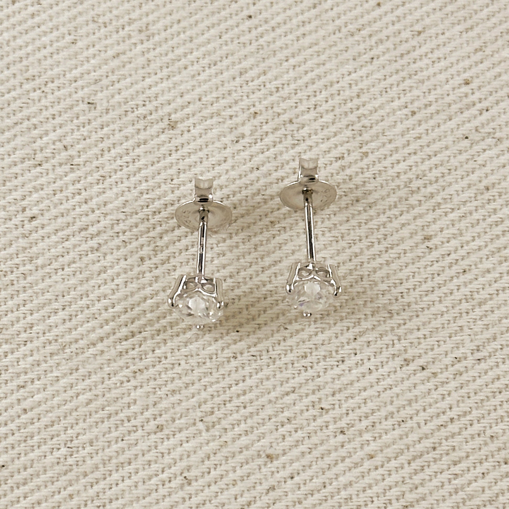 .925 Sterling Silver Rhodium Plated Moissanite Heart Stud Earrings