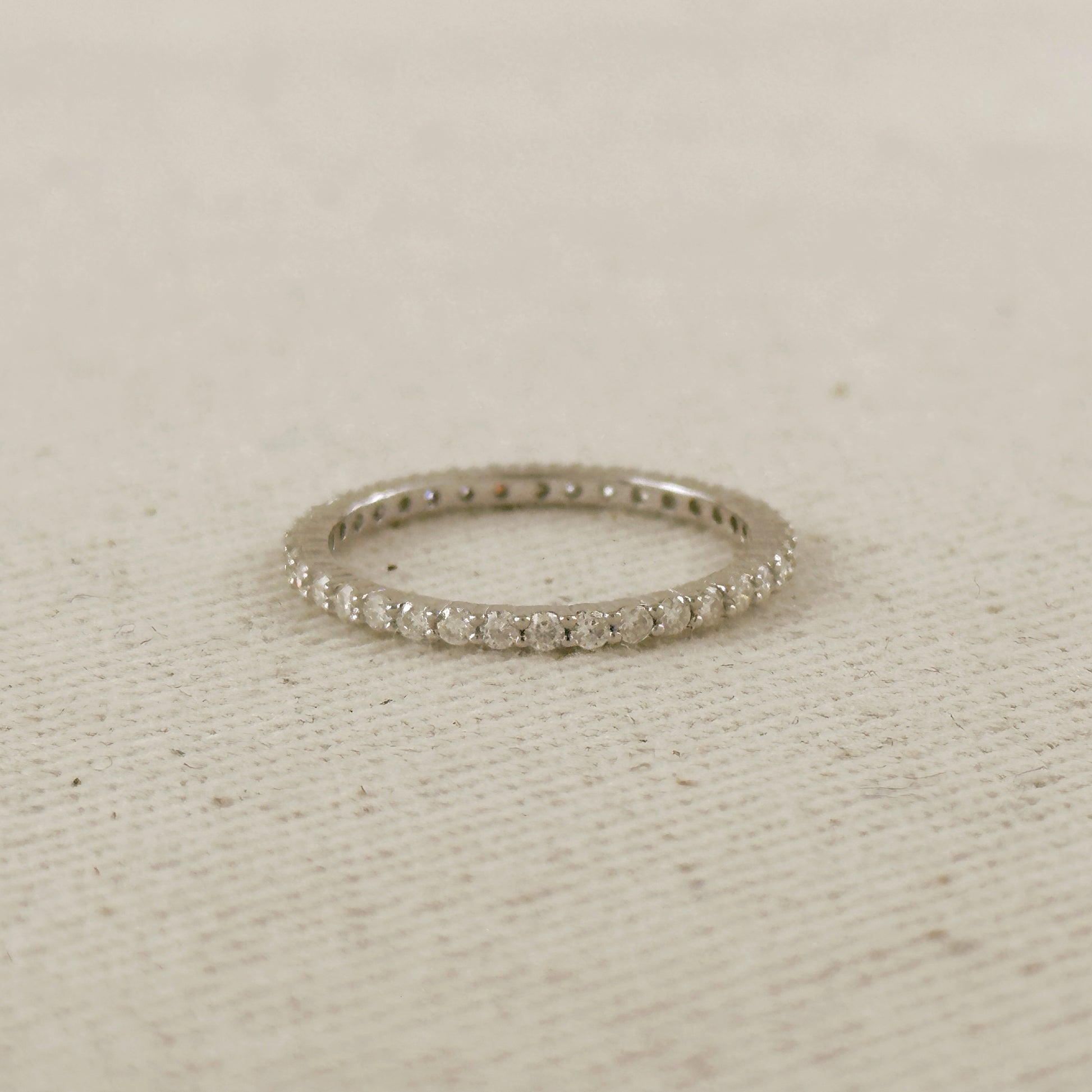 .925 Sterling Silver Rhodium Plated Moissanite Eternity Band Ring