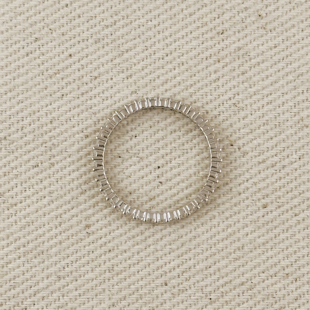 .925 Sterling Silver Rhodium Plated Moissanite Eternity Band Ring