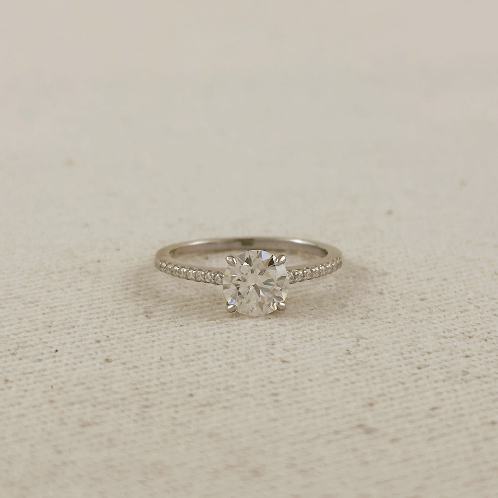 .925 Sterling Silver Rhodium Plated Moissanite Engagement Ring