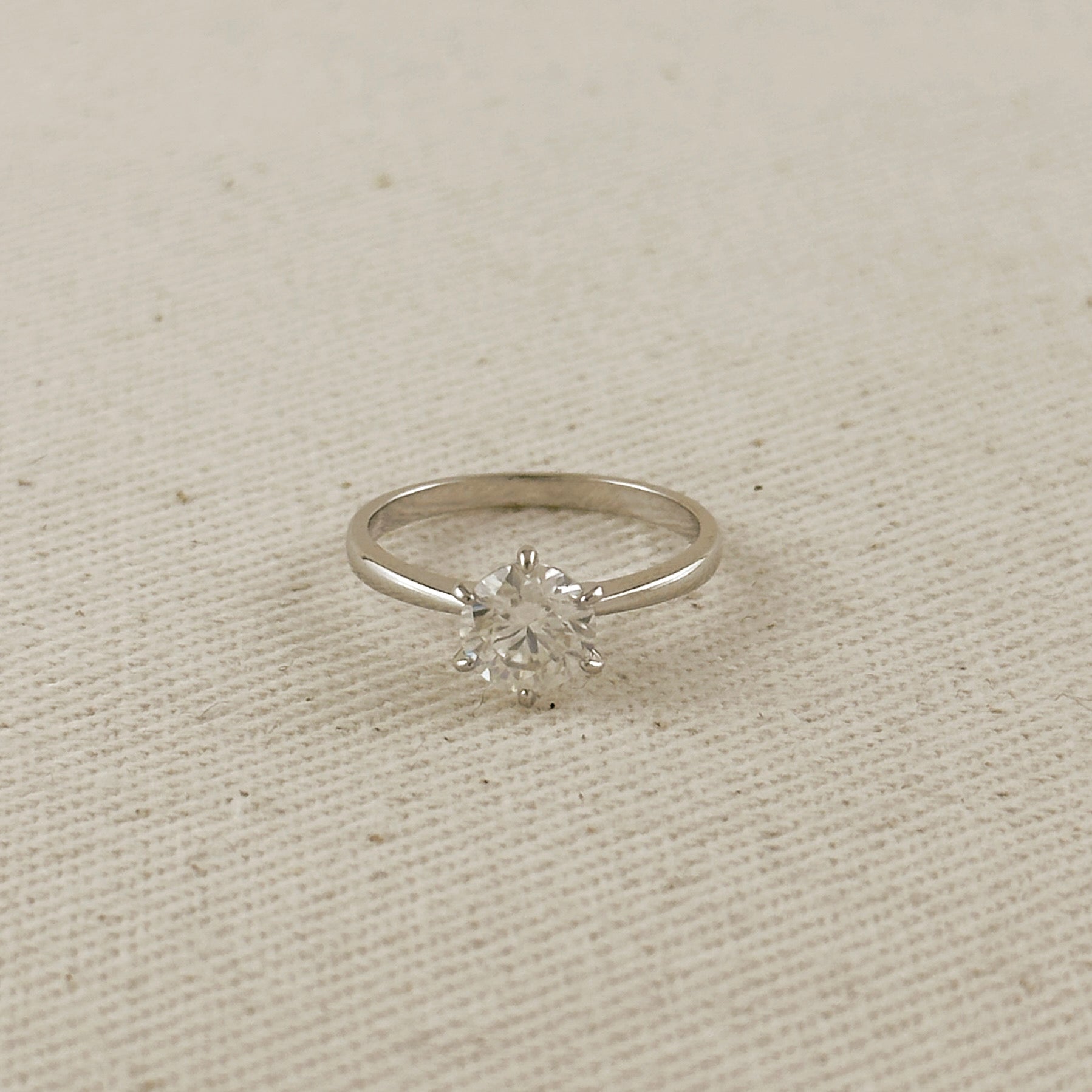 .925 Sterling Silver Rhodium Plated Moissanite Solitaire Engagement Ring