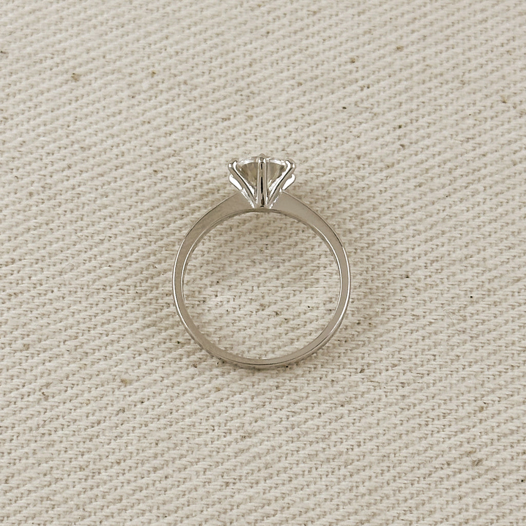 .925 Sterling Silver Rhodium Plated Moissanite Solitaire Engagement Ring