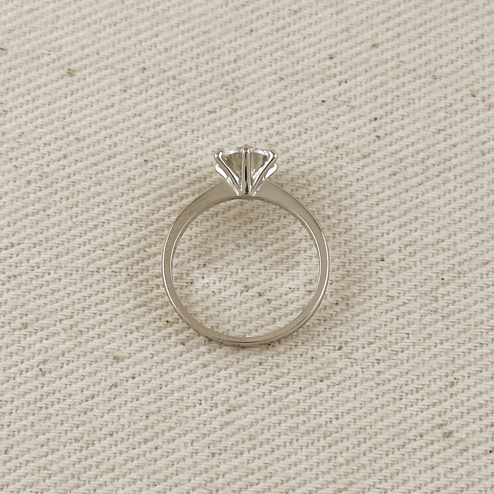 .925 Sterling Silver Rhodium Plated Moissanite Solitaire Engagement Ring