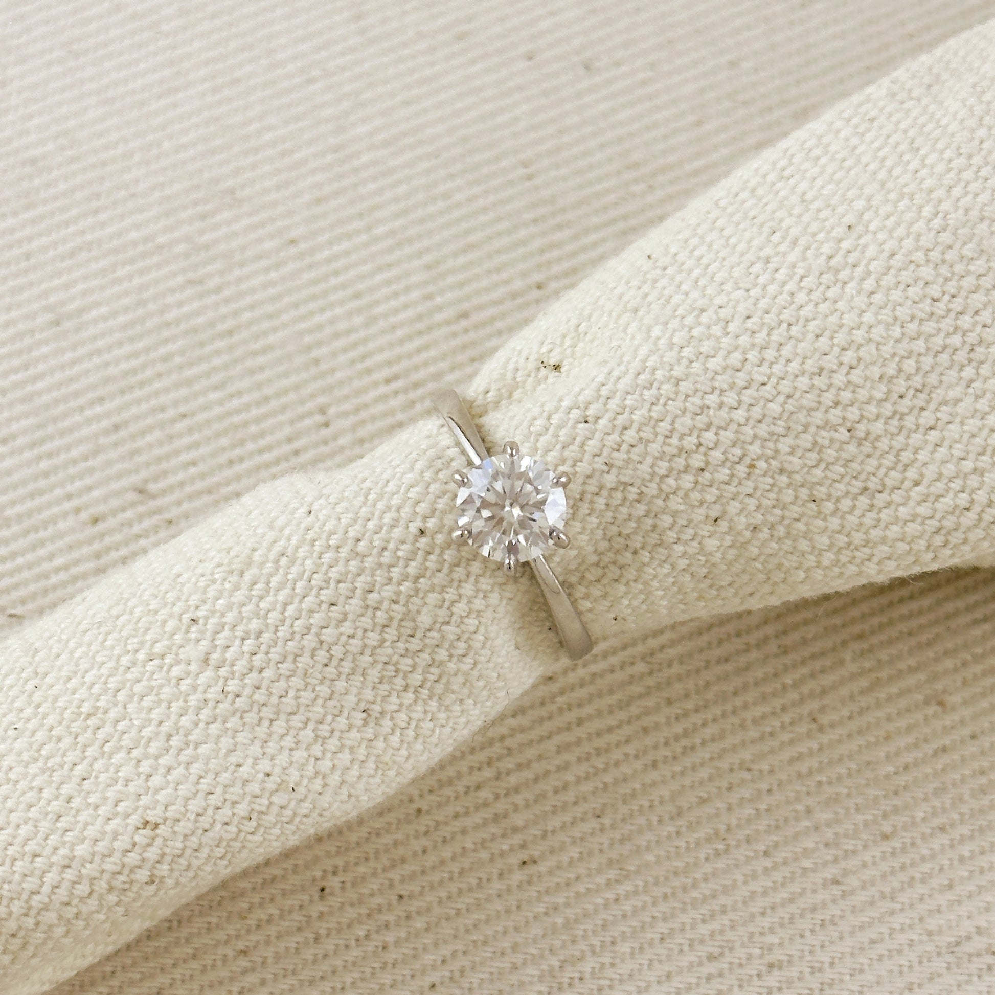 .925 Sterling Silver Rhodium Plated Moissanite Solitaire Engagement Ring