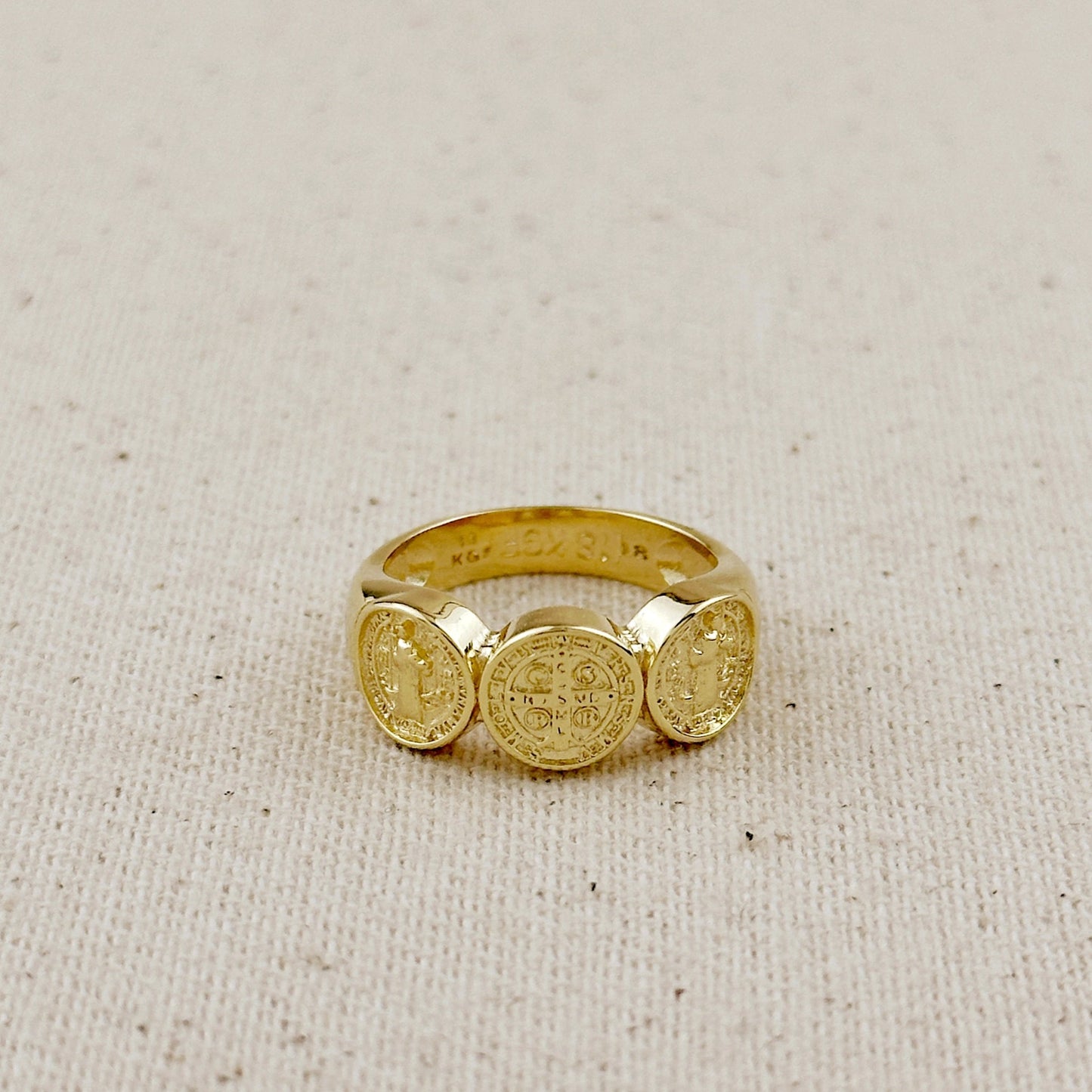 18k Gold Filled Triple Saint Benedict Ring