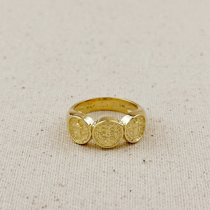 18k Gold Filled Triple Saint Benedict Ring