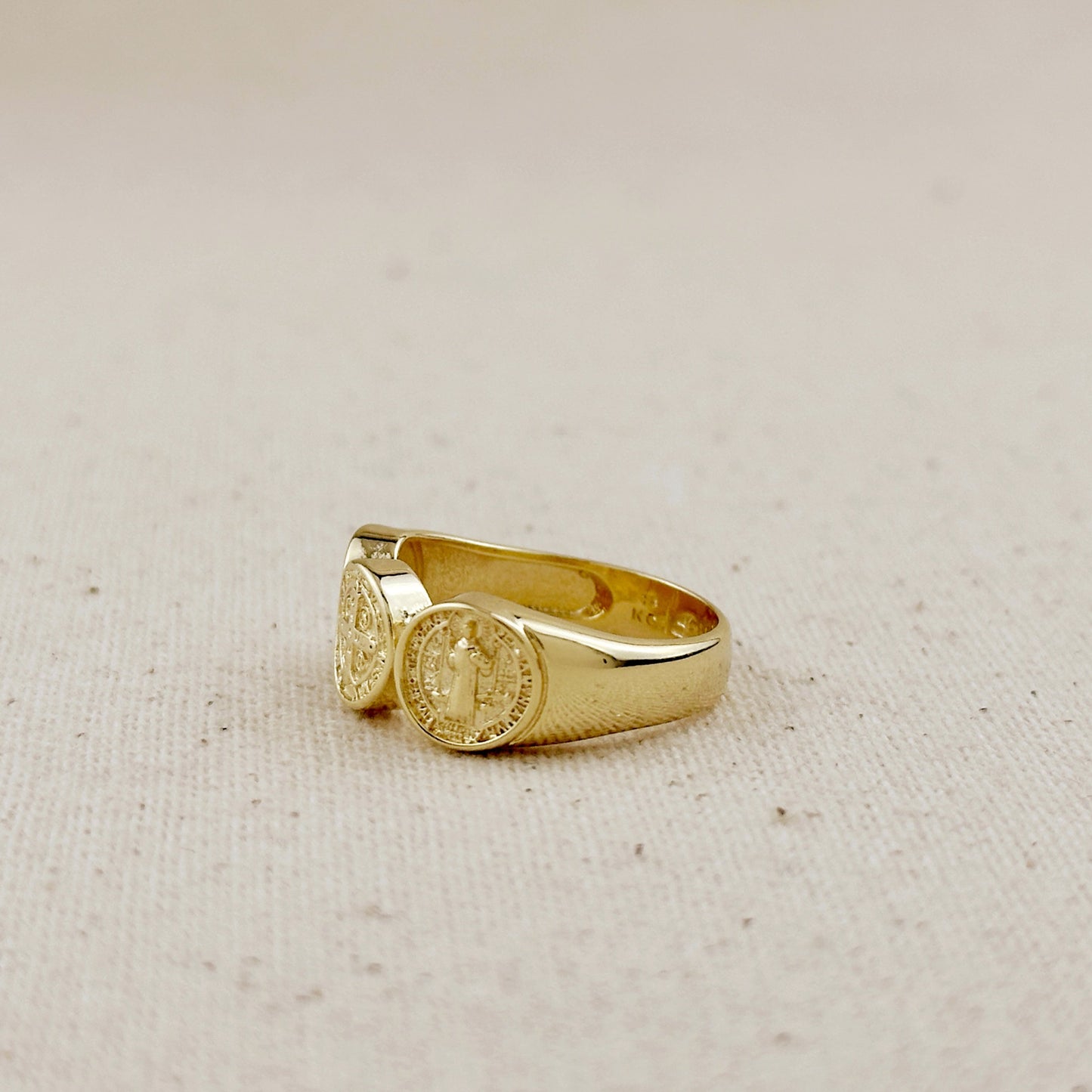 18k Gold Filled Triple Saint Benedict Ring