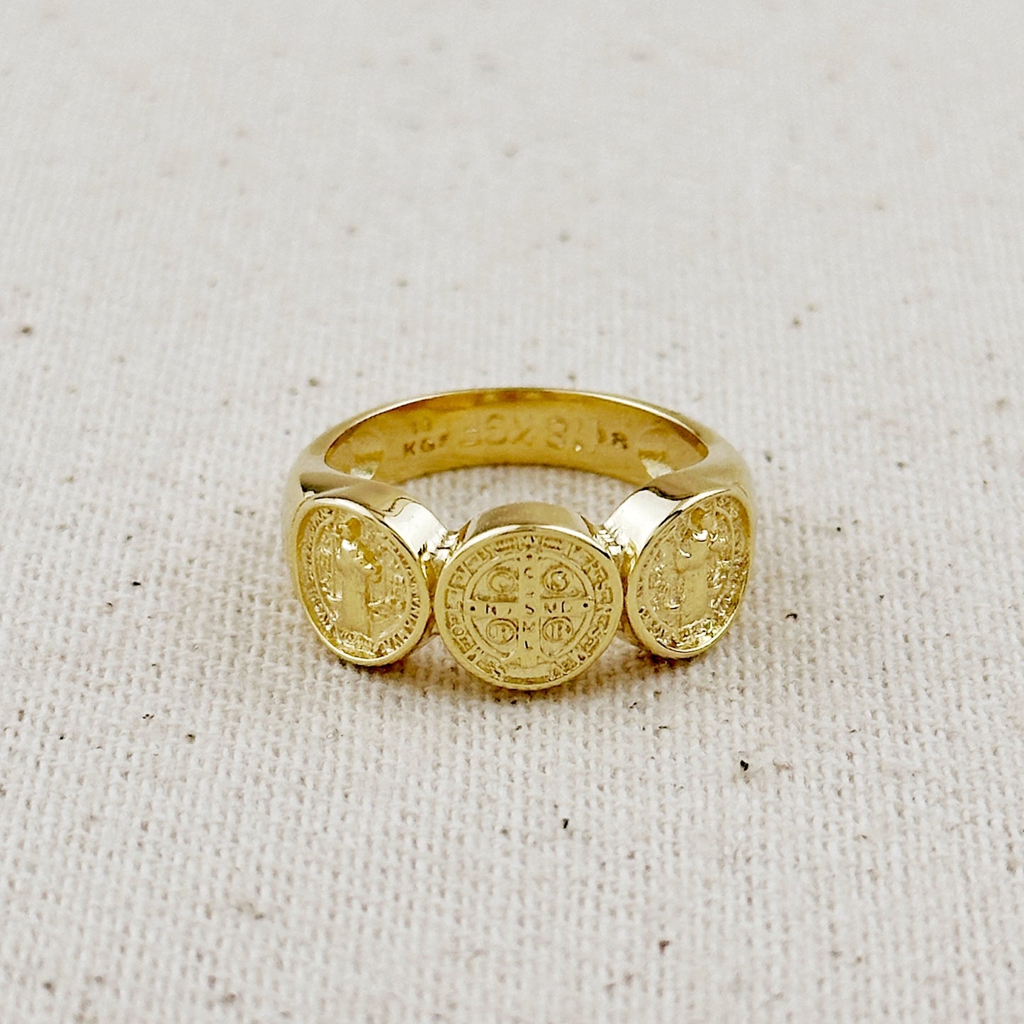 18k Gold Filled Triple Saint Benedict Ring