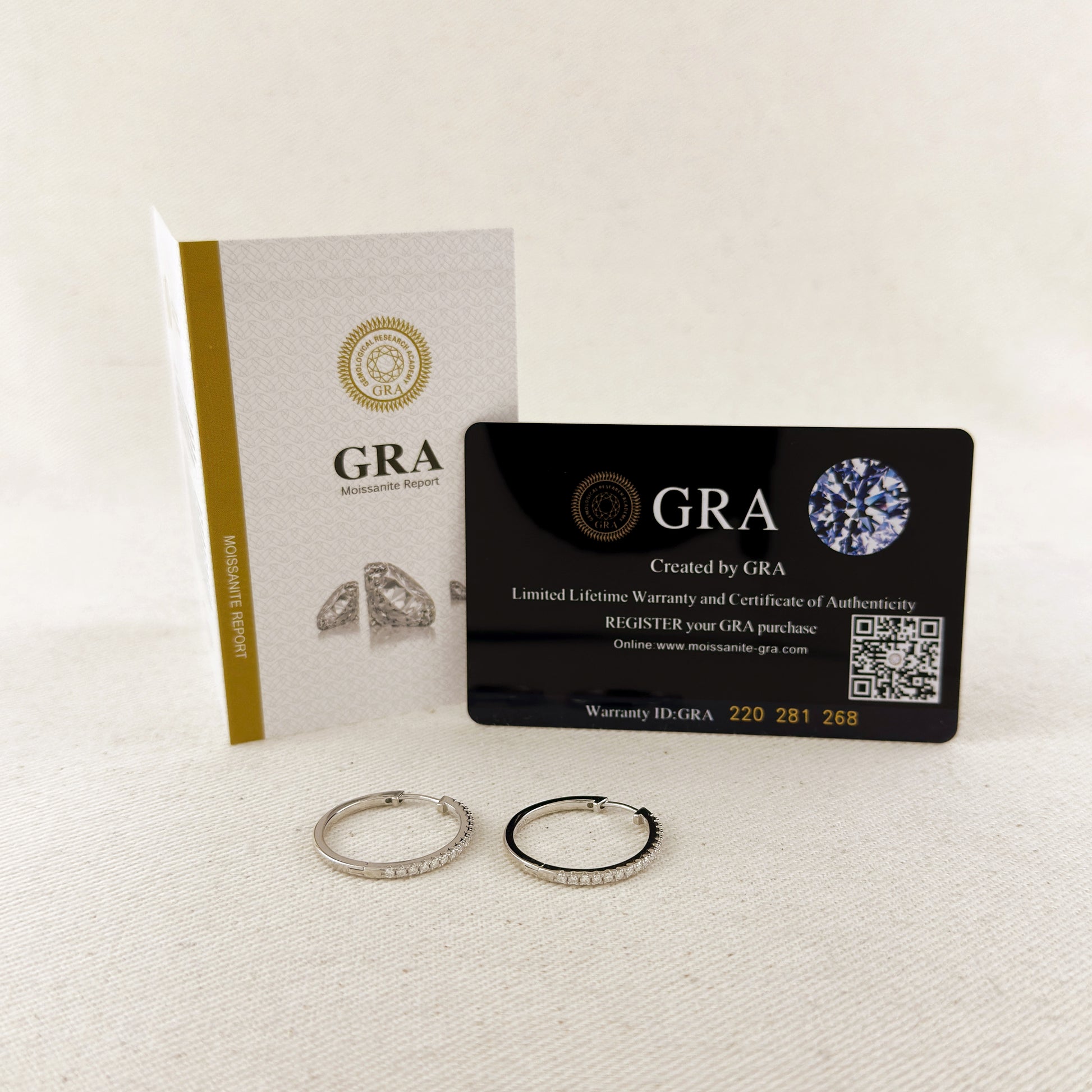 .925 Sterling Silver Rhodium Plated Moissanite 25mm Hoop Earrings