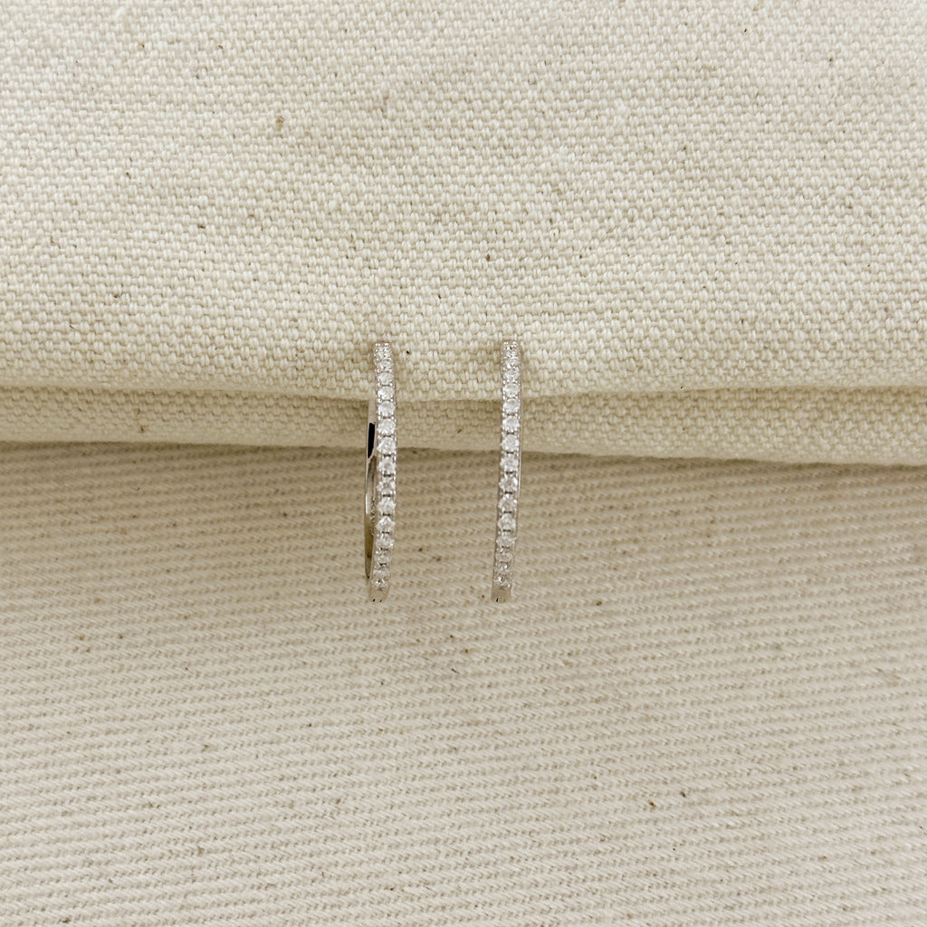 .925 Sterling Silver Rhodium Plated Moissanite 25mm Hoop Earrings