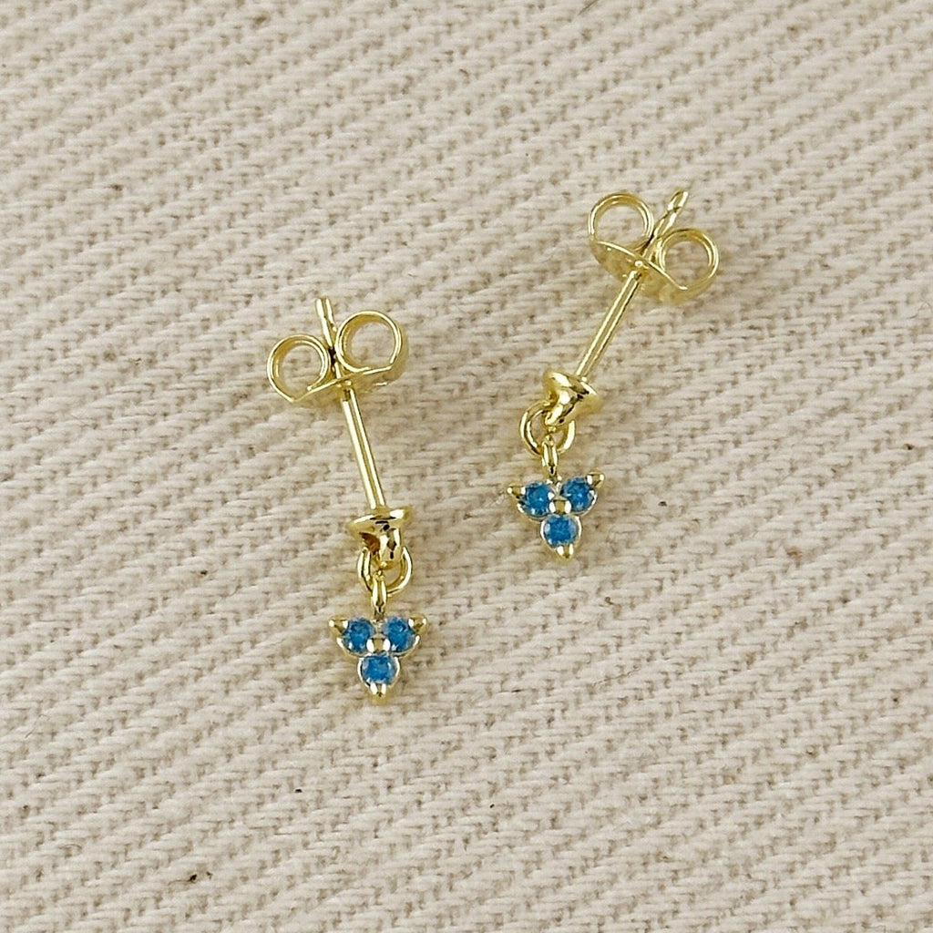 18k Gold Filled Mini CZ Flower Drop Earrings