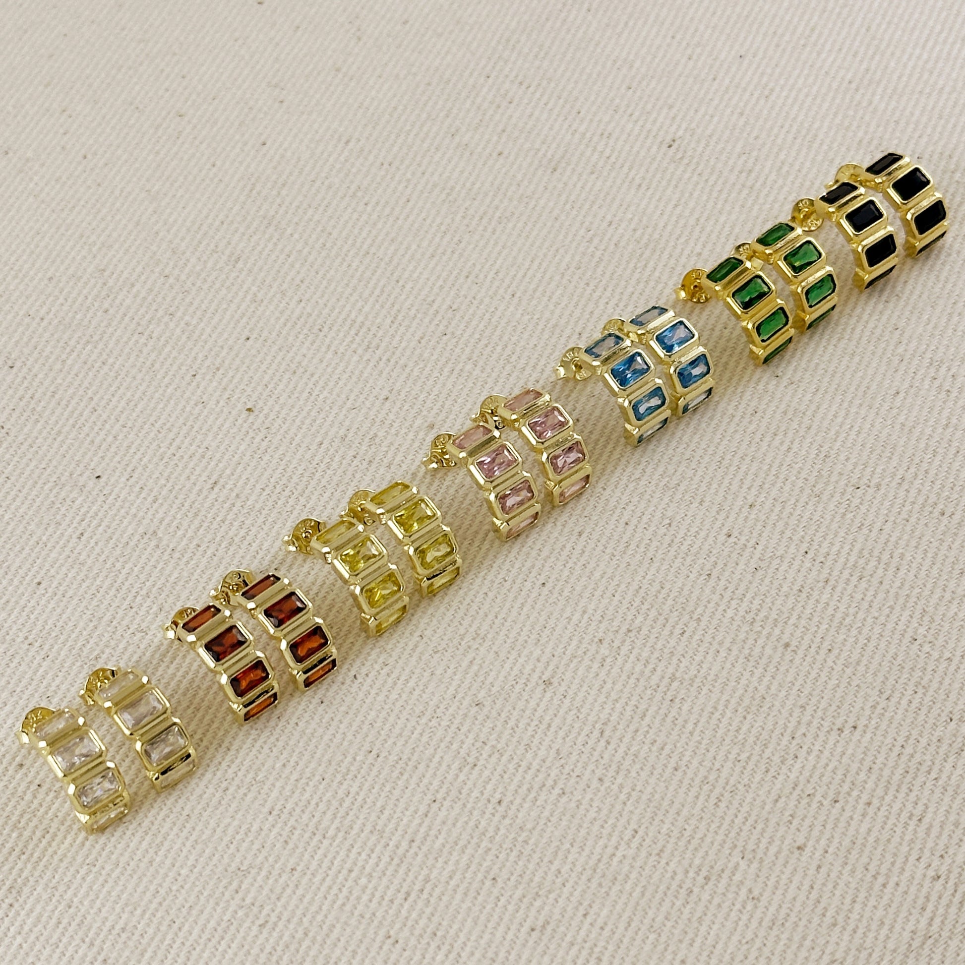 18k Gold Filled Chunky CZ Curve Earrings