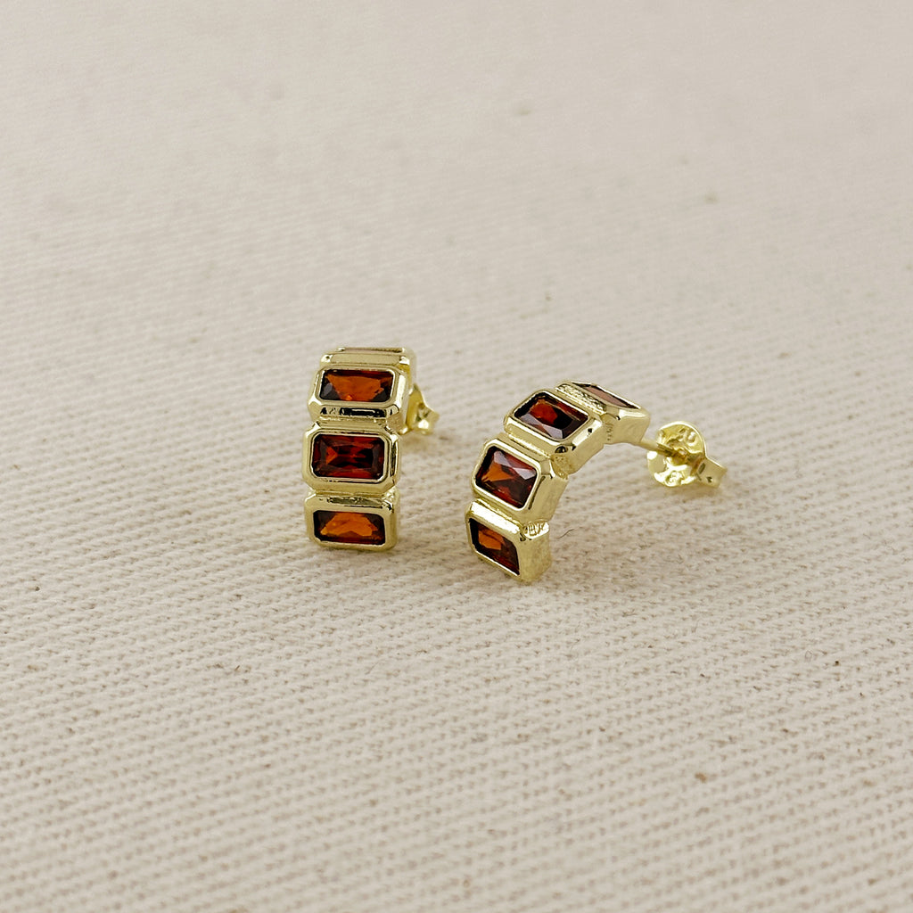 18k Gold Filled Chunky CZ Curve Earrings