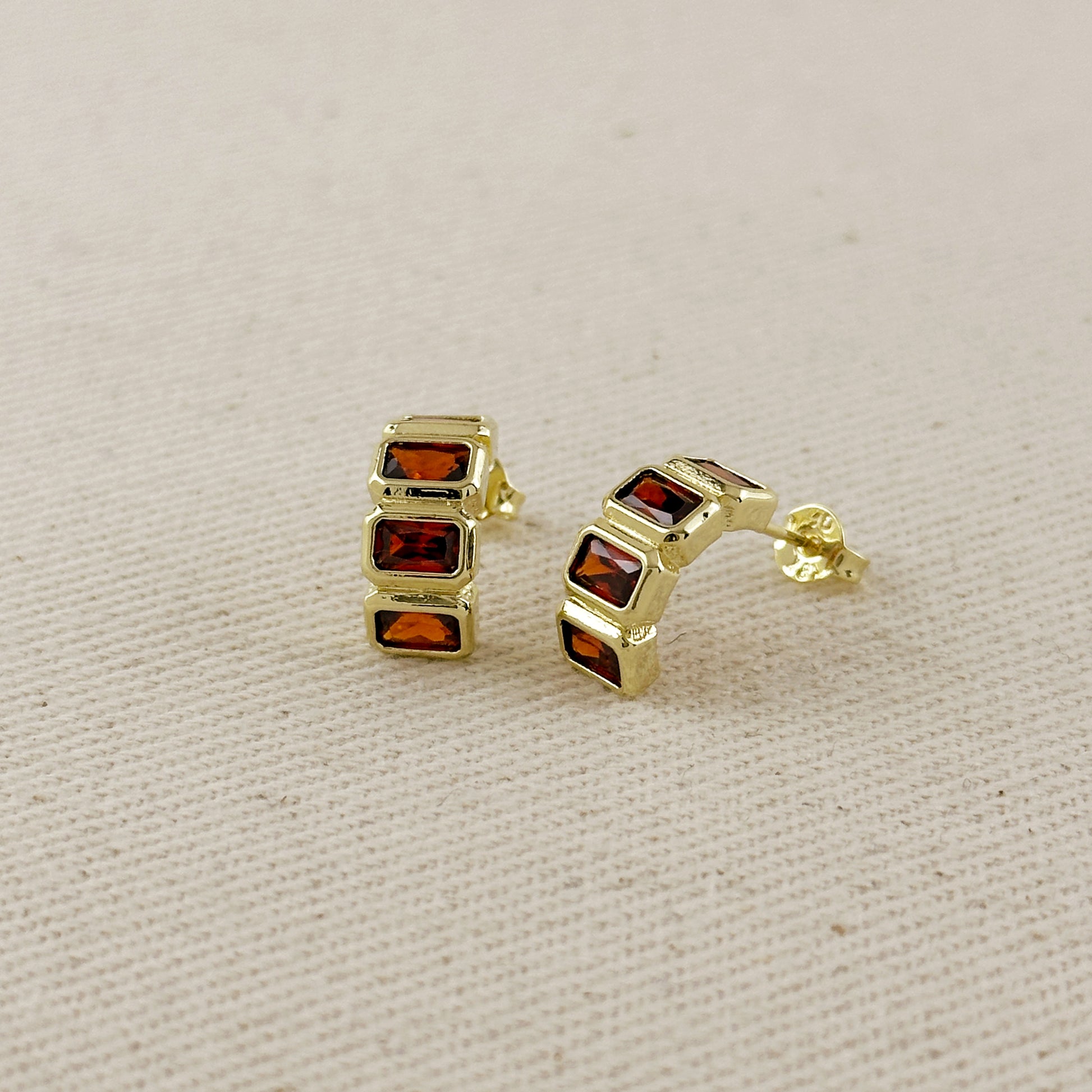 18k Gold Filled Chunky CZ Curve Earrings