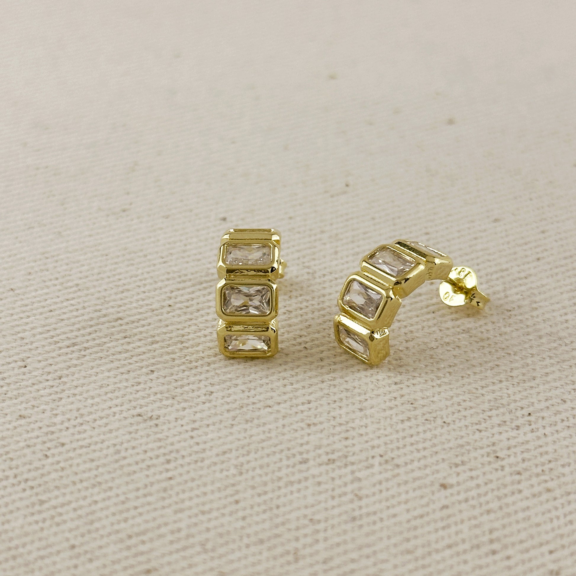 18k Gold Filled Chunky CZ Curve Earrings