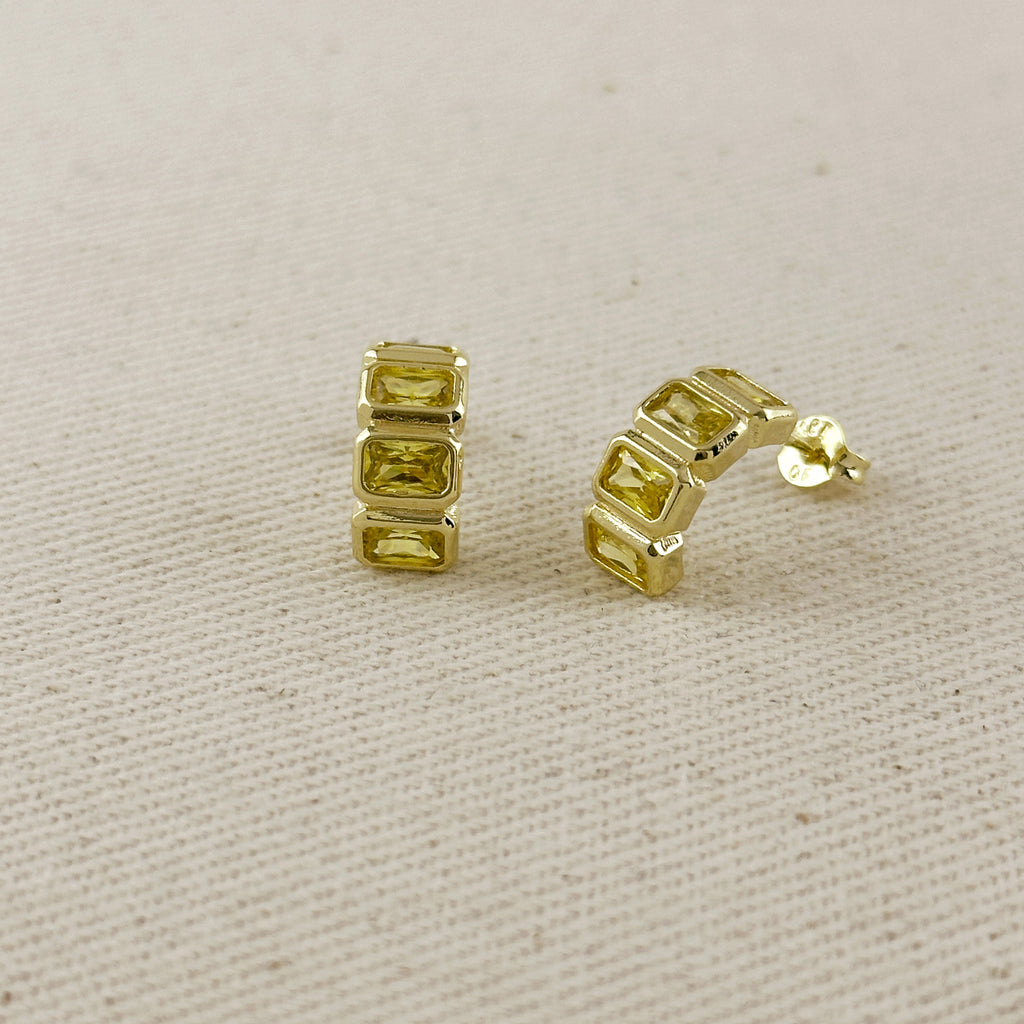 18k Gold Filled Chunky CZ Curve Earrings