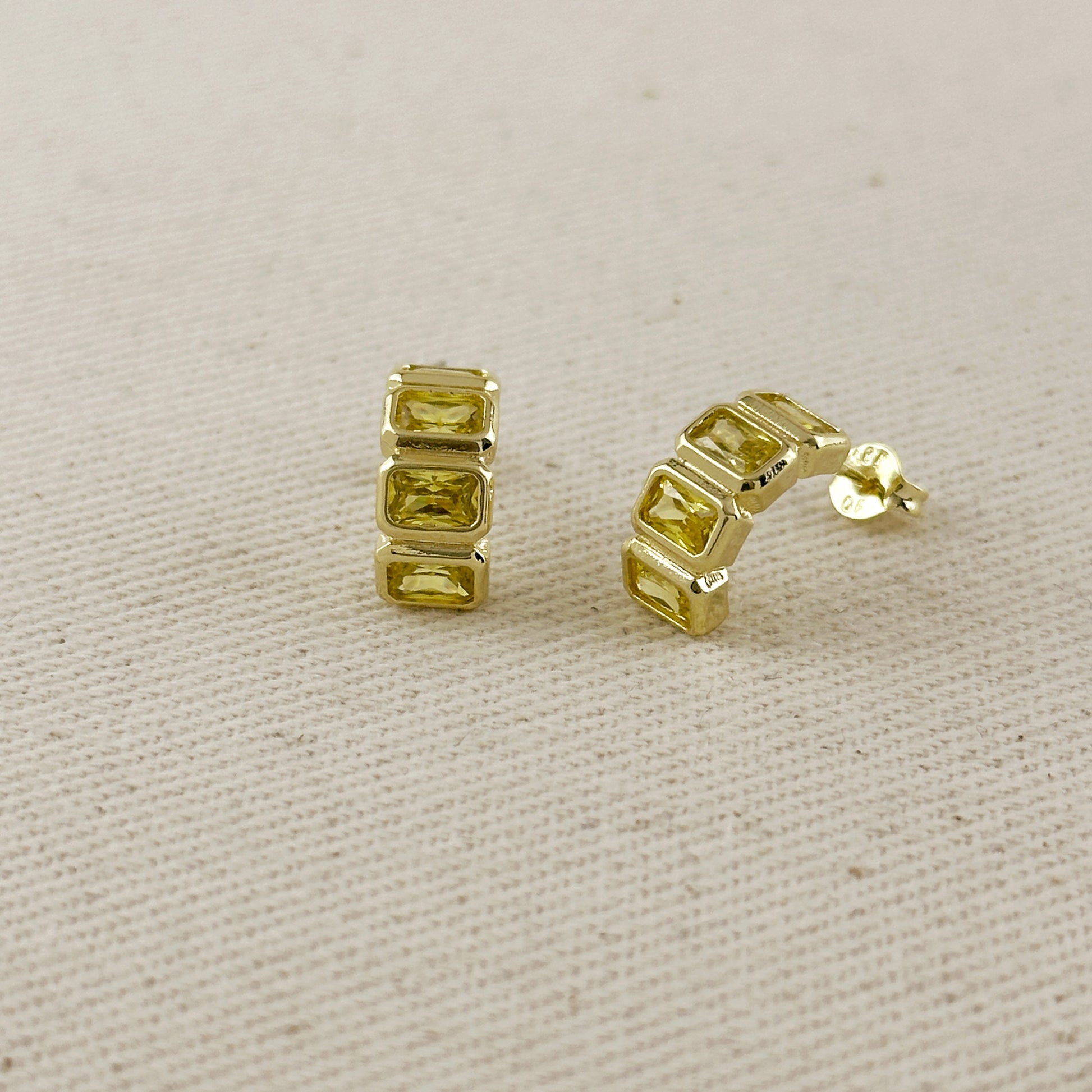 18k Gold Filled Chunky CZ Curve Earrings