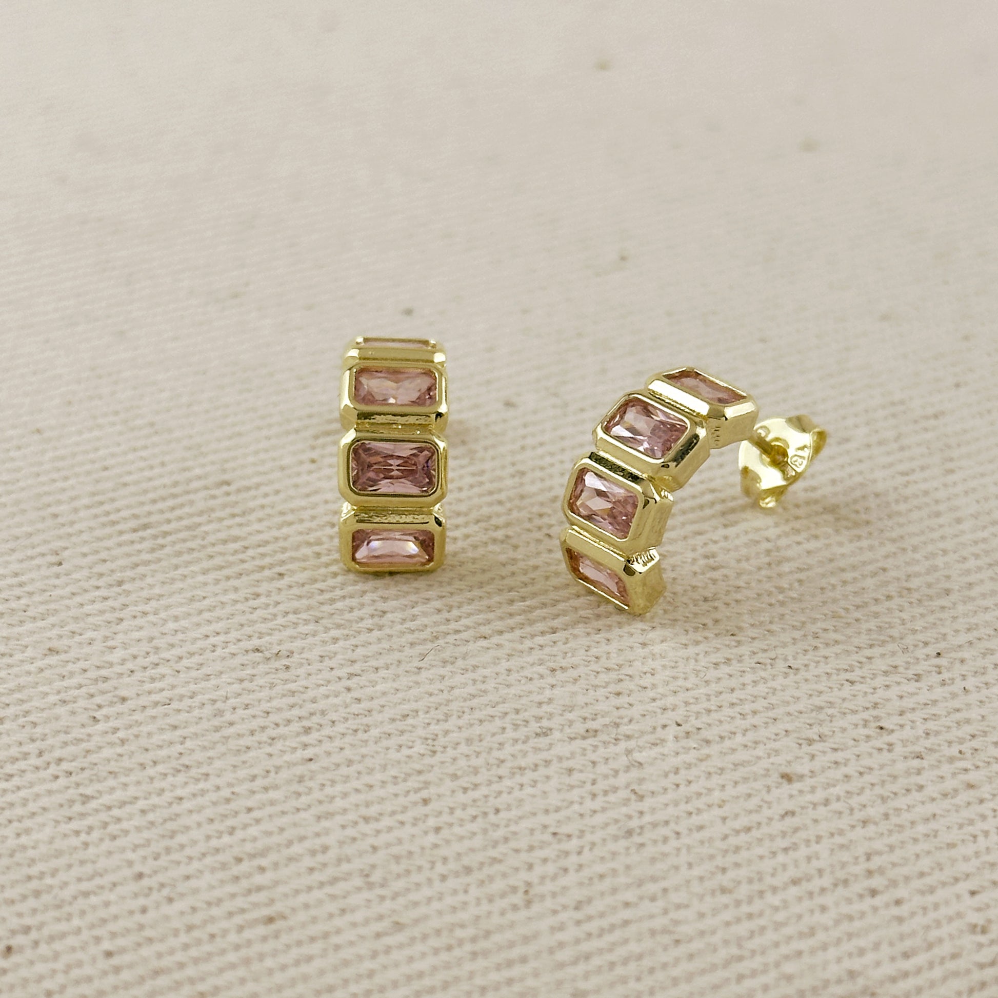 18k Gold Filled Chunky CZ Curve Earrings