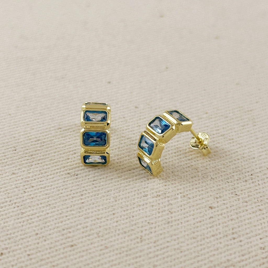 18k Gold Filled Chunky CZ Curve Earrings