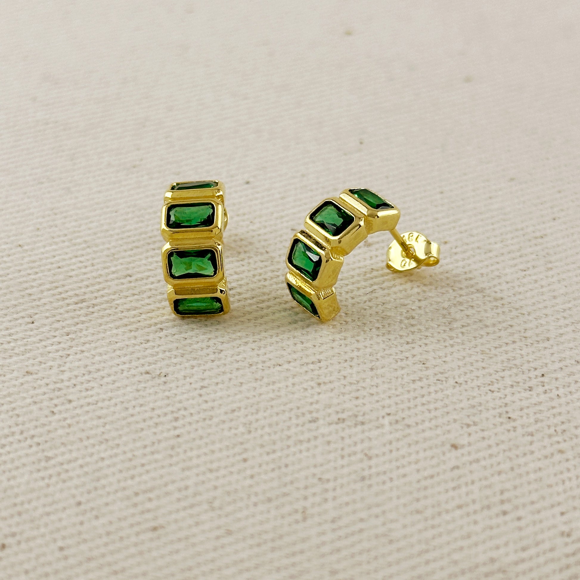 18k Gold Filled Chunky CZ Curve Earrings