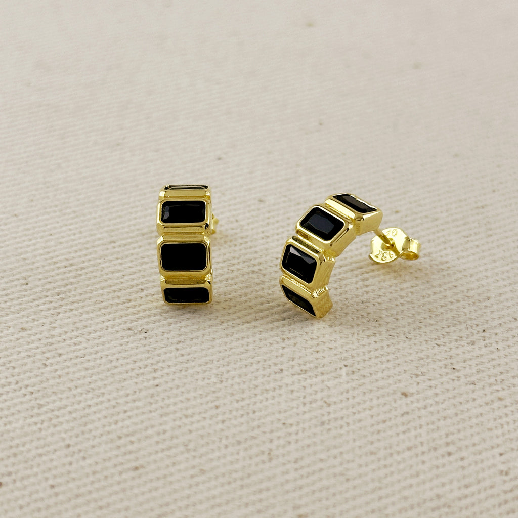 18k Gold Filled Chunky CZ Curve Earrings