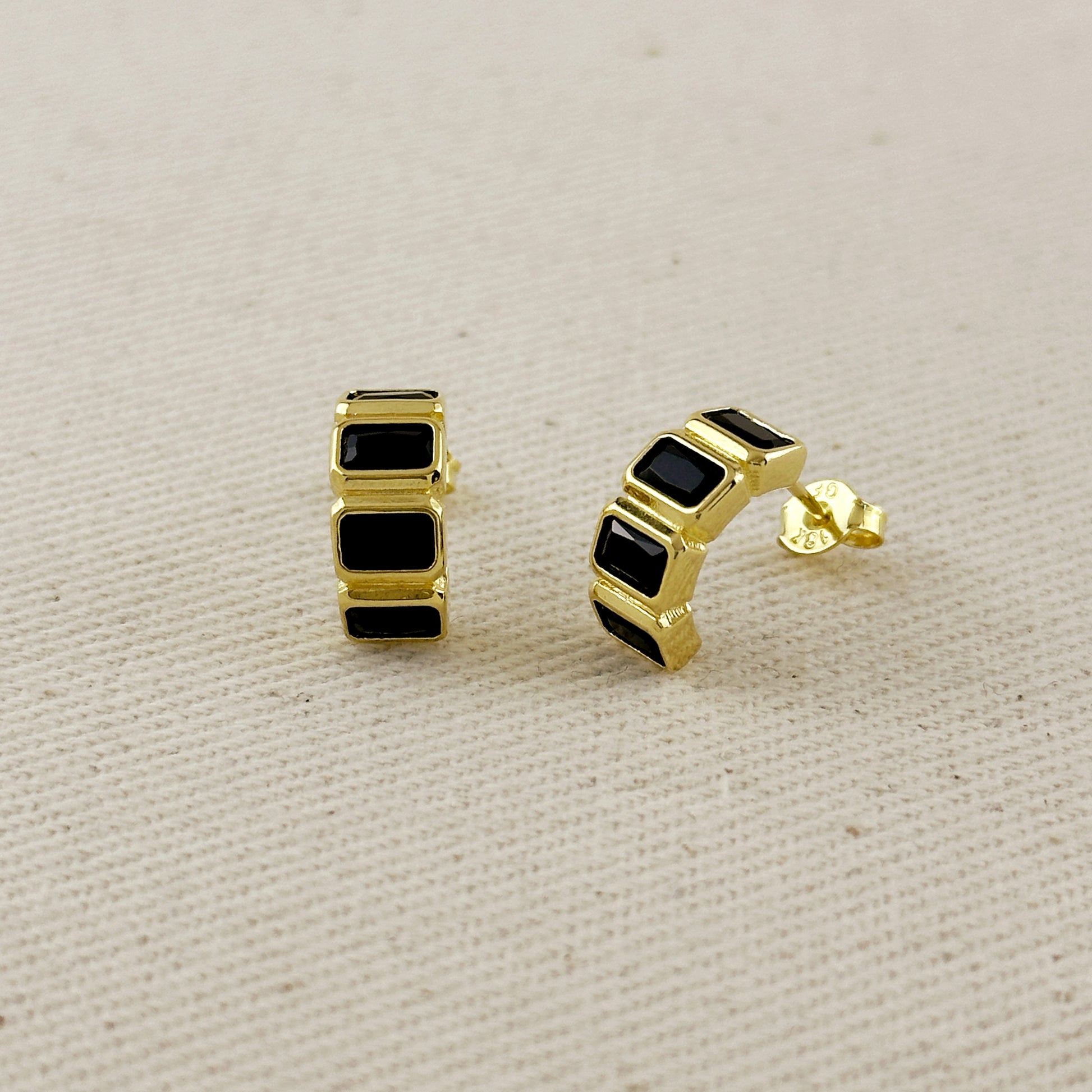 18k Gold Filled Chunky CZ Curve Earrings