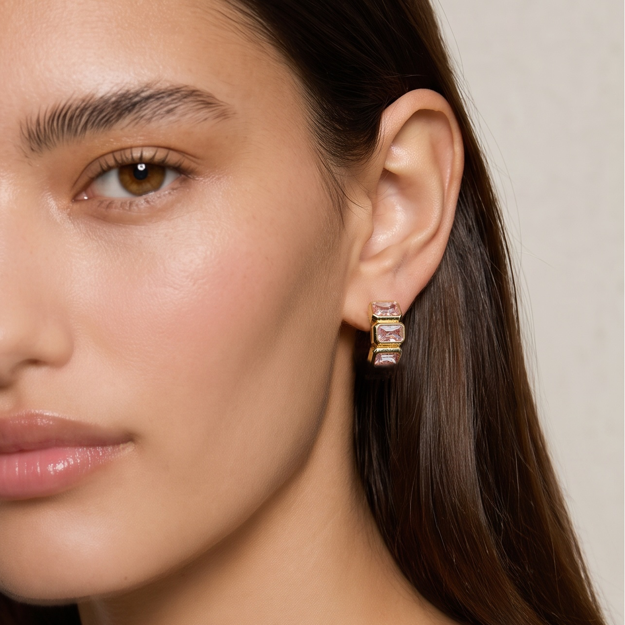18k Gold Filled Chunky CZ Curve Earrings