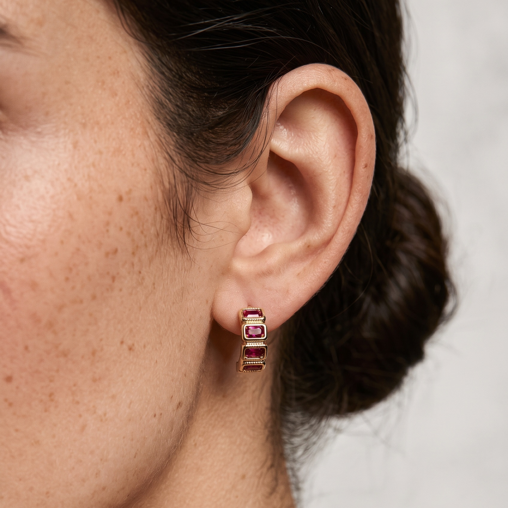 18k Gold Filled Chunky CZ Curve Earrings