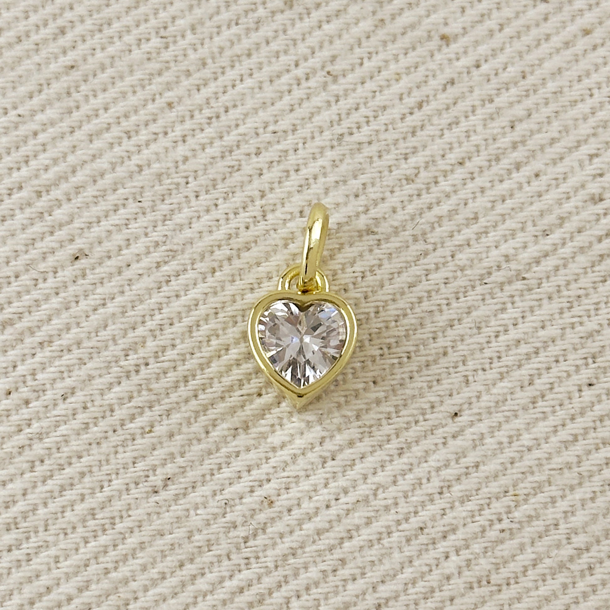 18k Gold Filled Colored CZ Bezel Heart Charm