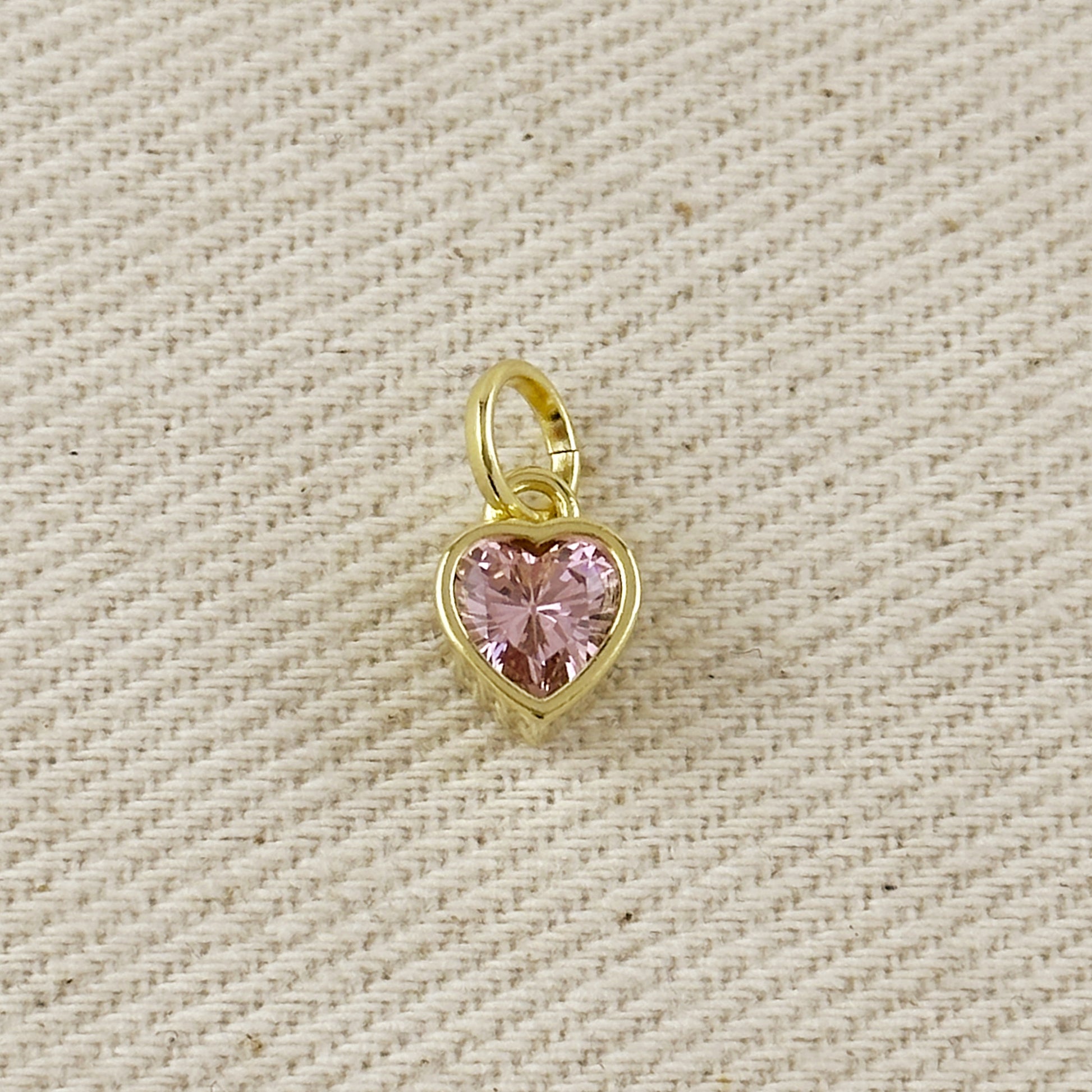 18k Gold Filled Colored CZ Bezel Heart Charm